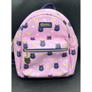 Sailor Moon Loungefly Luna Cat Pink Mini Backpack With Charm